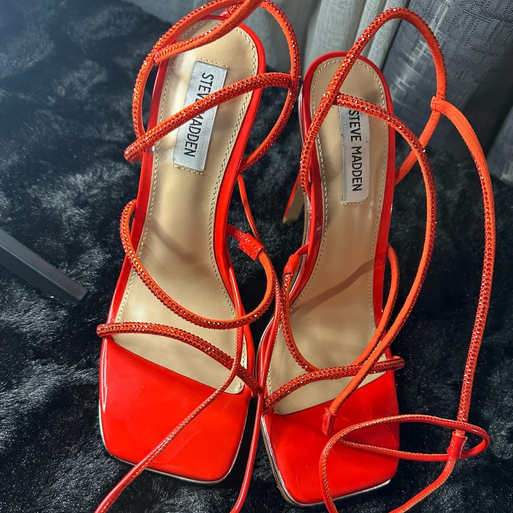 Steve Madden Fiery Red Strappy Heels